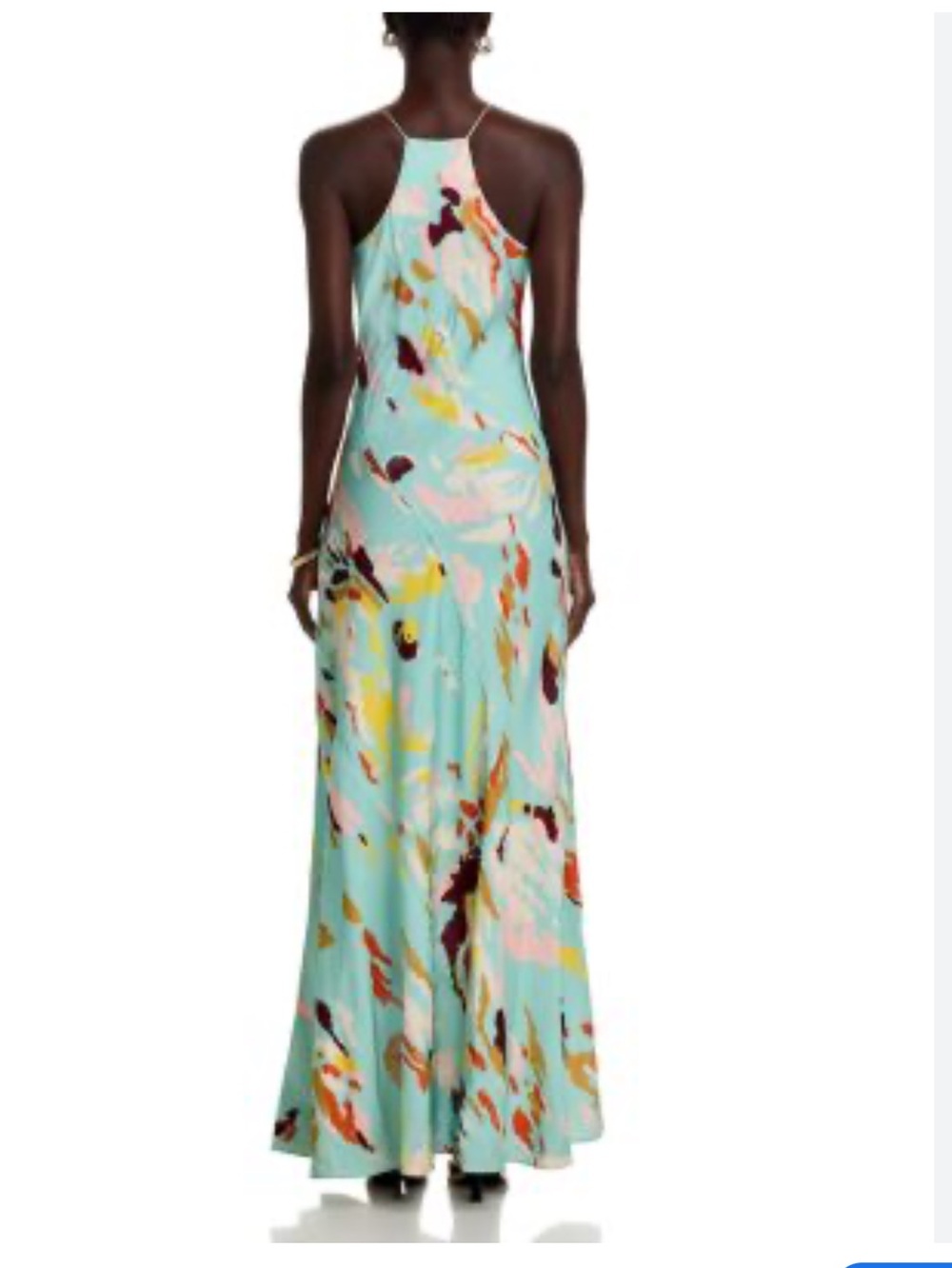A.L.C. Halter Maxi Dress in Aqua with Multicolor Abstract Print - Picture 2 of 8